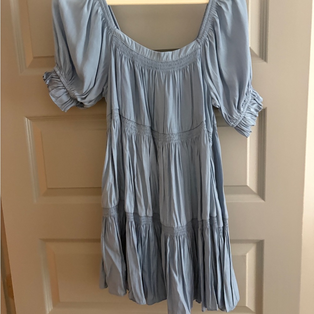 Mustard Seed Dusty Blue Tiered Dress